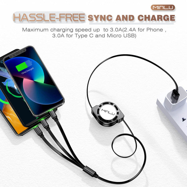 Multi Charging Cable | 3 in 1 Retractable | Fast Charger